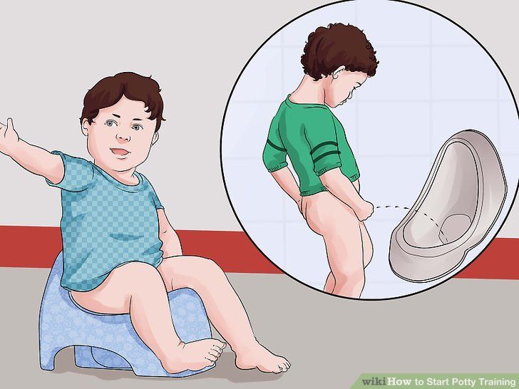 Father hold sons penis potty train