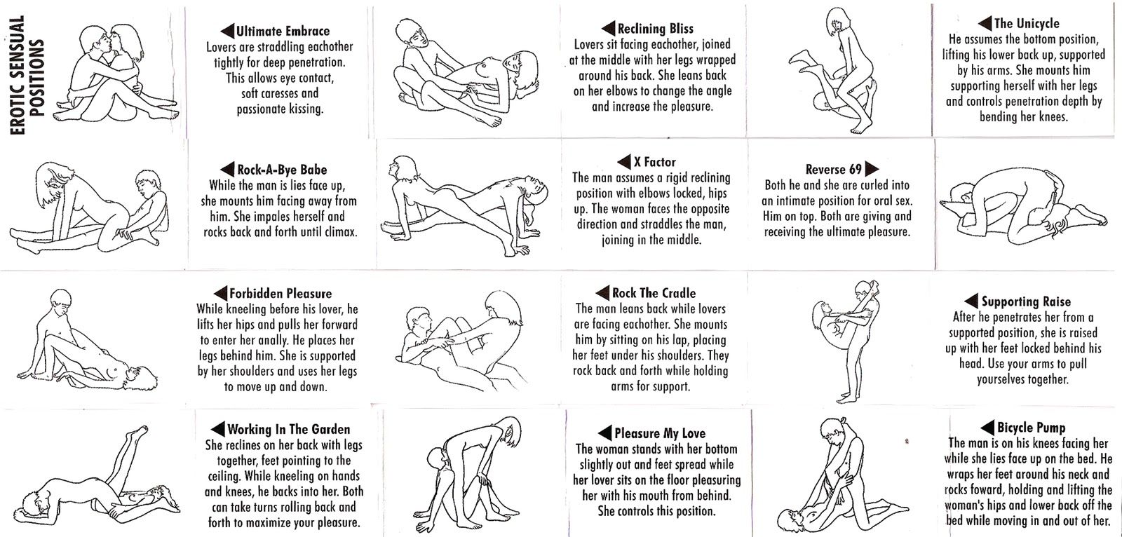 Illustrated bondage positions