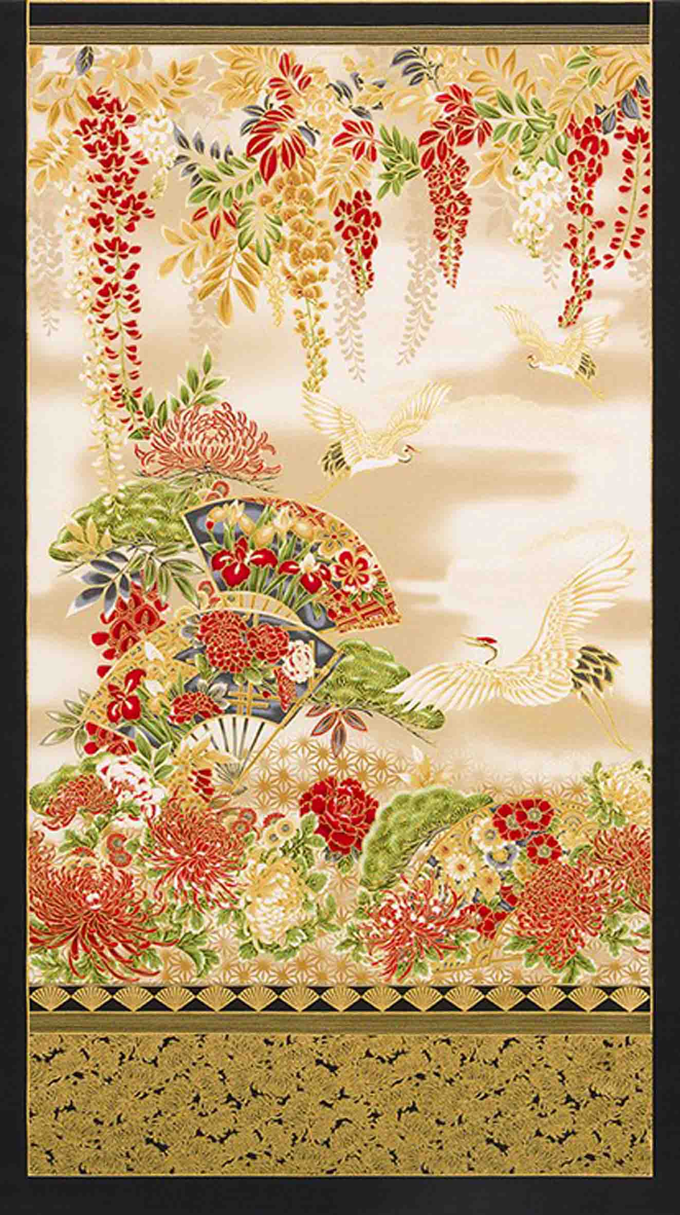 Asian style decorator fabric panel