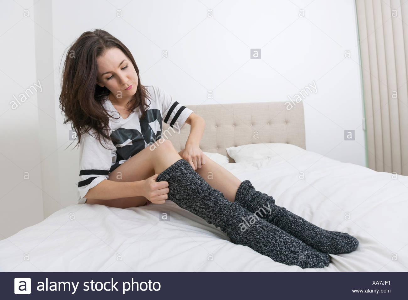best of Mature sock in wearing woman Bed