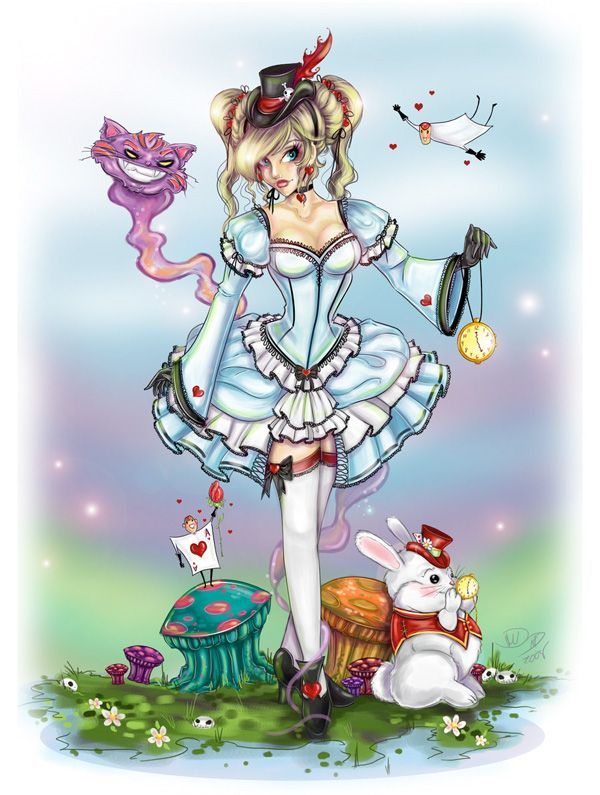 Alice wonderland illustration upskirt