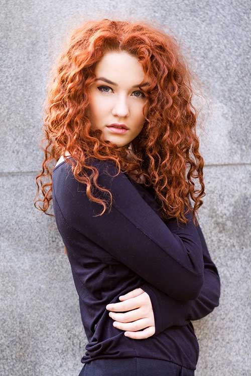 Curly natural redhead