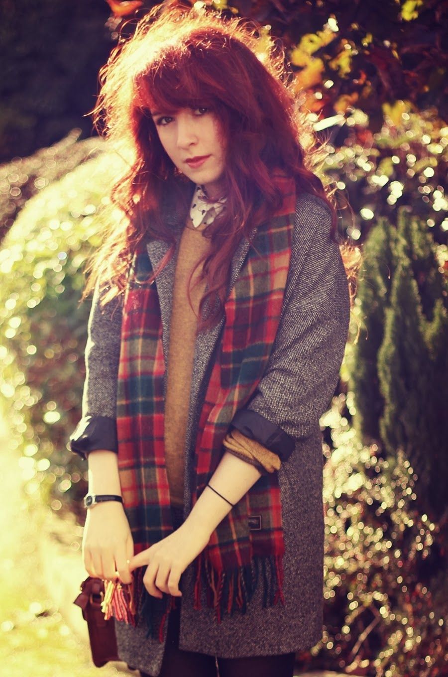 In plaid red redhead