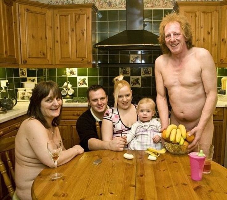 Nudist boy and girly family pic